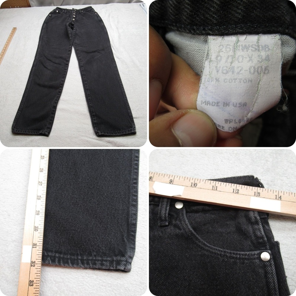 Wrangler Jeans Men 26x32 Black Denim Straight Button Cowboy Cut RARE USA VTG 80s